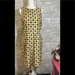 Moda Seta Geo Print Dress Sleeveless Green Purple Size 6